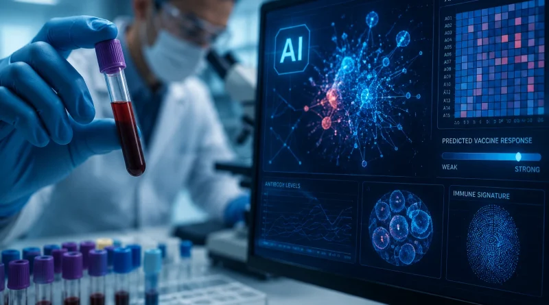AI анализира кръвна проба за изследване на имунния отговор към ваксина