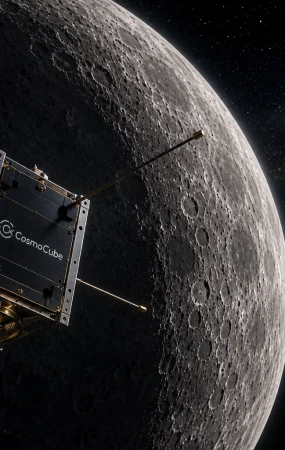 CosmoCube сателит в орбита край далечната страна на Луната