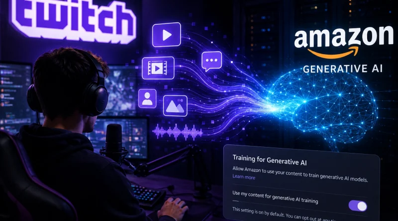 Twitch стриймър и съдържанието му, използвано за обучение на AI на Amazon по подразбиране
