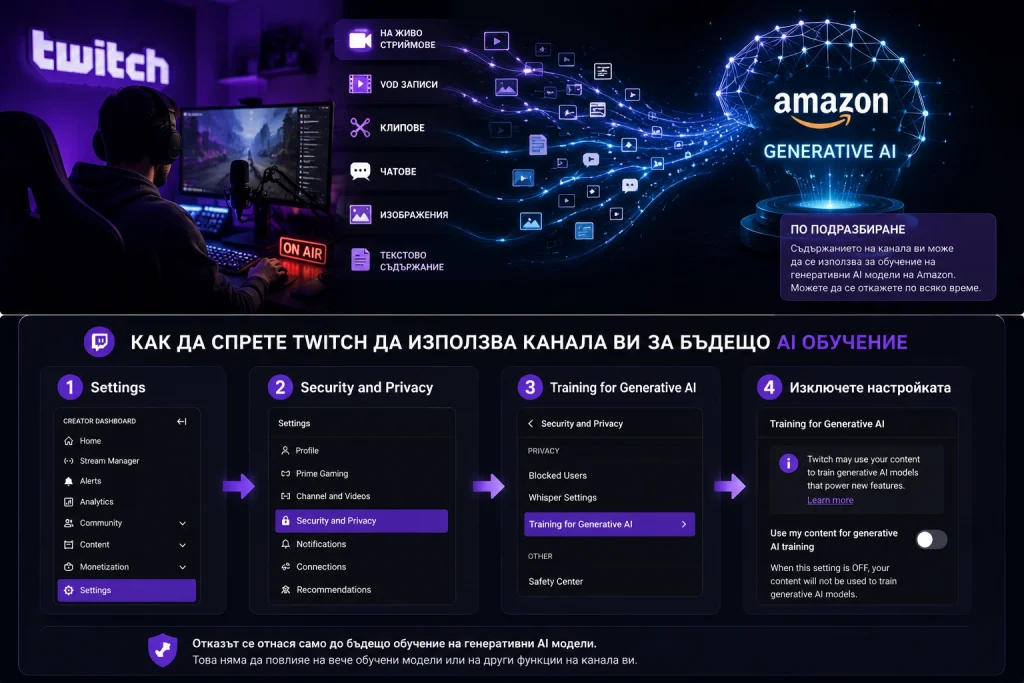 Как да изключите използването на Twitch съдържание за обучение на AI на Amazon