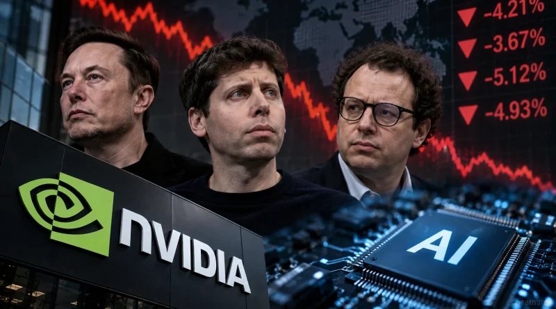 Спад на акциите на Nvidia и други компании, свързани с изкуствения интелект