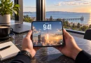 Apple iPhone Duo в ръцете на потребител с разгънат сгъваем дисплей